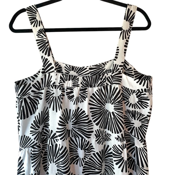 LOFT NWOT LINEN BLEND BLACK & WHITE FIREWORKS MIDI DRESS TIERED | LARGE PETITE - Picture 12 of 12